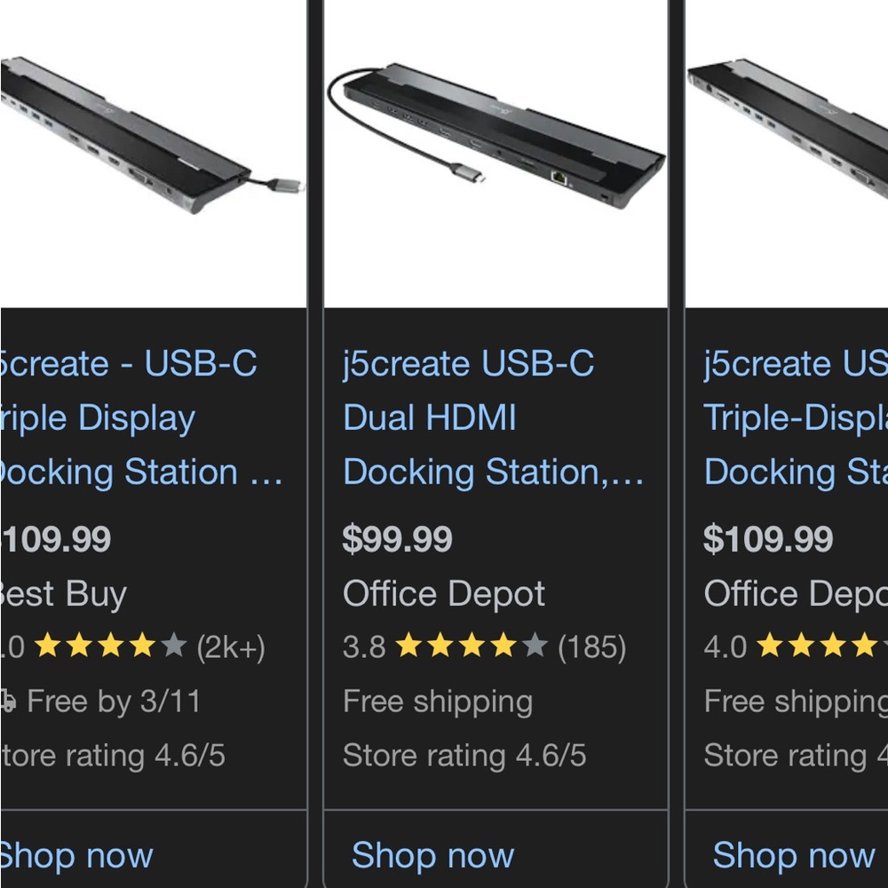 Black USB-C Dual HDMI USB Hub